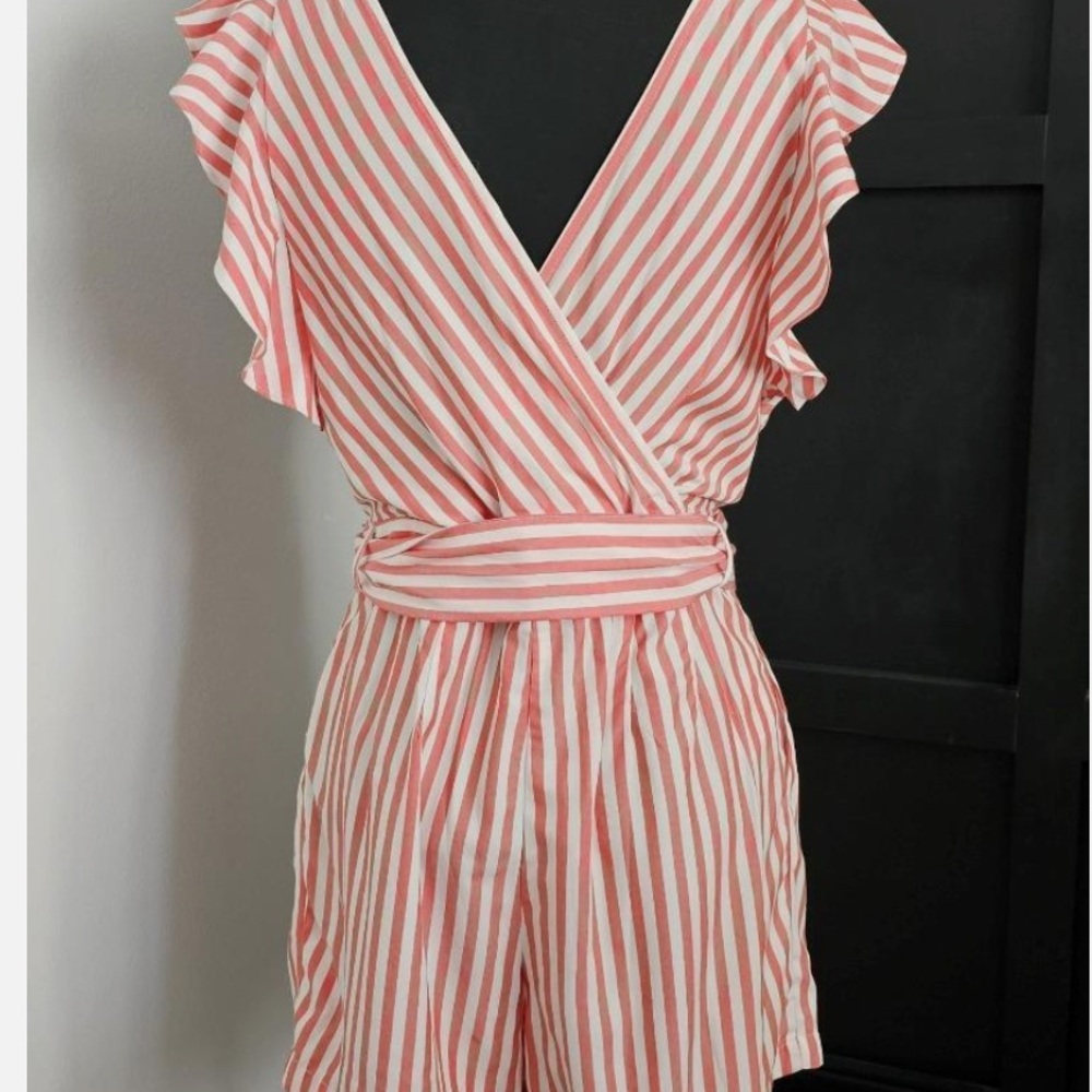 LOFT Striped Tie Shorts Romper - Picture 4 of 9